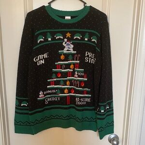 Holiday Time Black and Green Kids Sweater